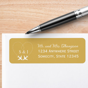 Étiquette Adresse de retour pour mariage aérien de voyage