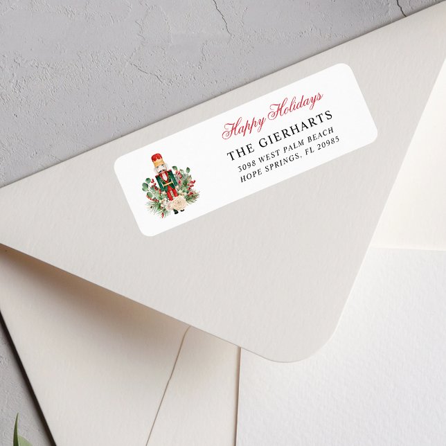 Étiquette Adresse de retour pour Noël moderne Casse-Noisette (Modern Nutcracker Christmas Holiday Return Address Label)