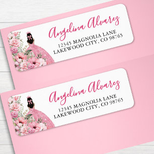 Étiquette Adresse de Retour Quinceanera Rose Pâle