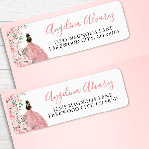 Étiquette Adresse de Retour Quinceanera Rose Pâle