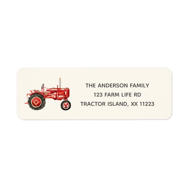 Étiquette Adresse de retour Red Tracteur (Devant)