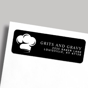 Étiquette Adresse de retour Restaurant Chapeau de Chef Noir