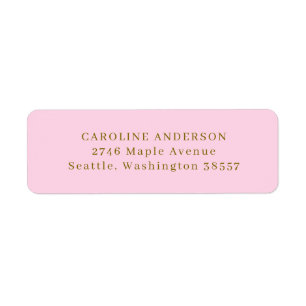 Étiquette Adresse de Retour Rose et Or Personnalisée Élégant