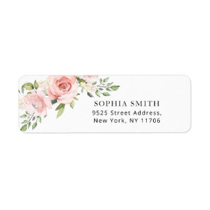 Étiquette Adresse de retour roses blush floral rose