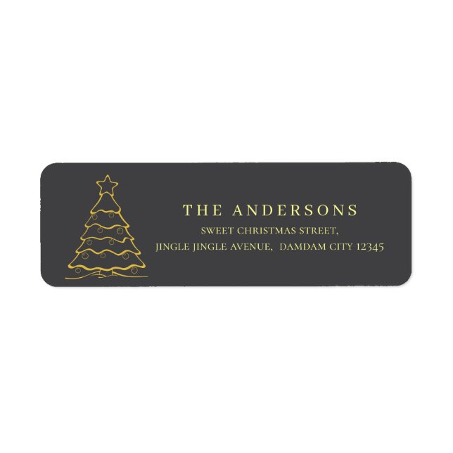 Étiquette adresse de retour sapin de Noël or simpl (Devant)