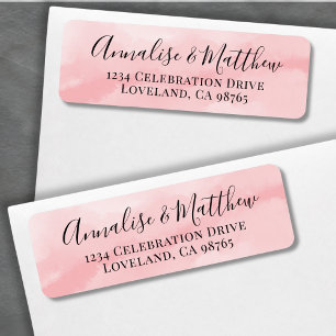 Étiquette Adresse de Retour Simple Élégante Aquarelle Rose