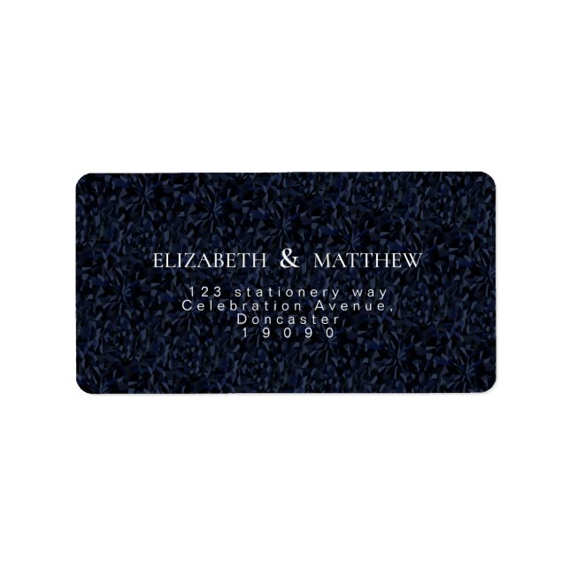 Étiquette Adresse de retour simple en cristal bleu foncé (Devant)