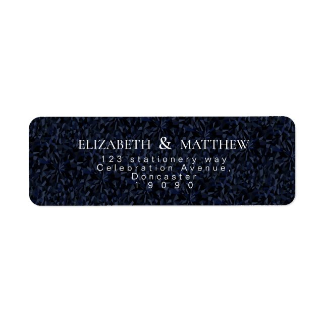 Étiquette Adresse de retour simple en cristal bleu foncé (Devant)