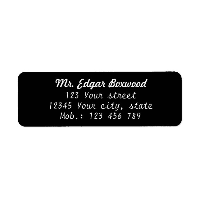 Étiquette Adresse de retour simple noir (Devant)