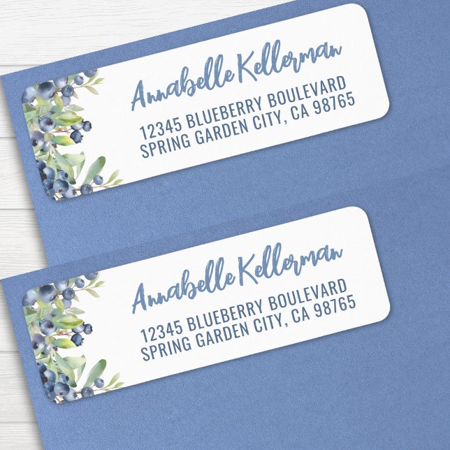 Étiquette Adresse de Retour Sucrée Myrtille (Blueberry Berry Sweet Return Address label)