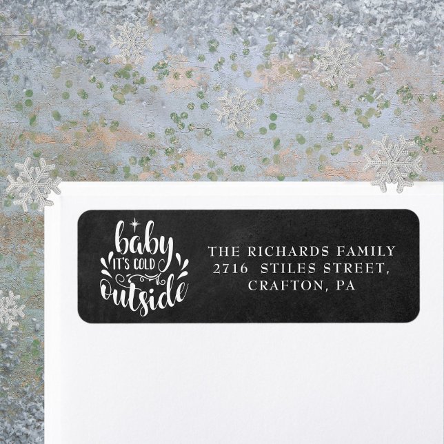Étiquette Adresse de retour tableau noir Boho Noël (Christmas Boho Chalkboard Return Address Label)