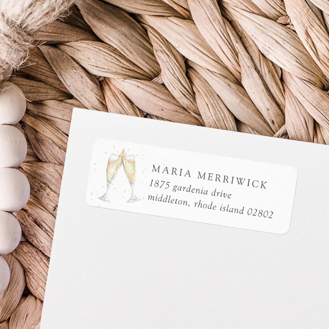 Étiquette Adresse de Retour Toast au Champagne (Add a bubbly pop to your invitations with these matching Champagne Toast return address labels.)