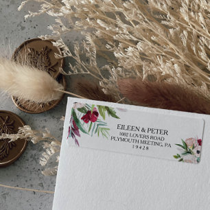 Étiquette Adresse de retour Tropical Floral and Green Label