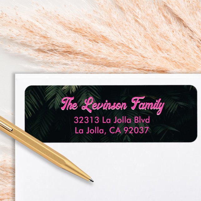 Étiquette Adresse de retour Tropical Pink Familial Personnal (Personalized Family Pink Tropical Return Address Label
)