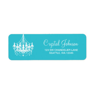 Étiquette Adresse de retour turquoise de lustre bleu et