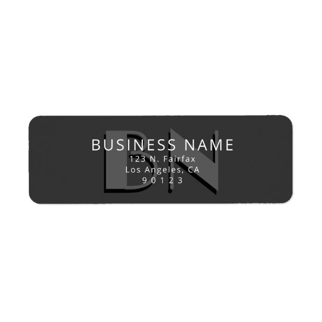 Étiquette Adresse de retour unique en gris monogramme (Devant)