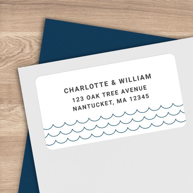 Étiquette Adresse de Retour Vagues Bleues (Créateur téléchargé)