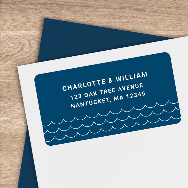 Étiquette Adresse de Retour Vagues Bleues (Créateur téléchargé)