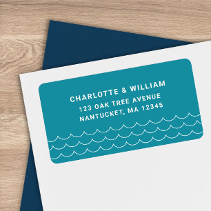 Étiquette Adresse de Retour Vagues Turquoise