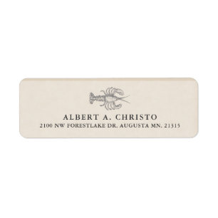 Étiquette Adresse de retour vintage du homard de pleine mer