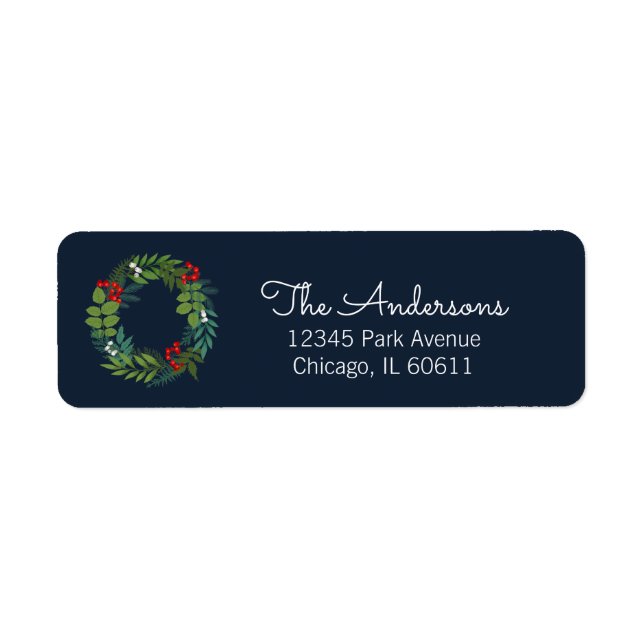 Étiquette Adresse de vacances Holly And Greenery (Devant)