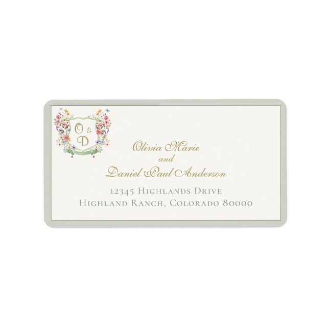 Étiquette Adresse d'enveloppe de jardin de fleurs sauvages d (Devant)