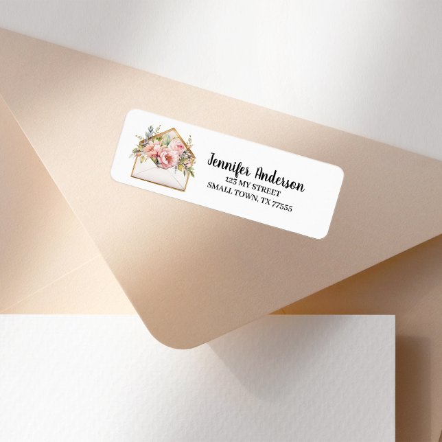 Étiquette Adresse d'enveloppe florale pastel mignonne (Créateur téléchargé)