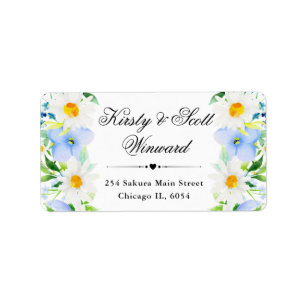 Étiquette Adresse des marguerites et des fleurs bleues à l'a