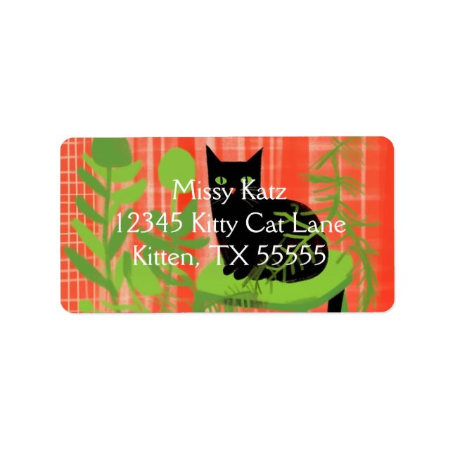 Étiquette Adresse des usines de fabrication de chats noirs (Devant)