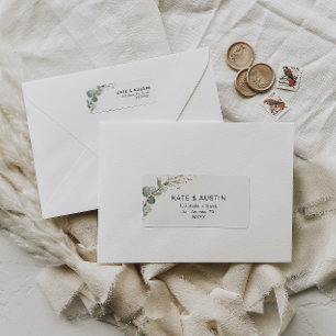 Étiquette adresse d'eucalyptus aquarelle