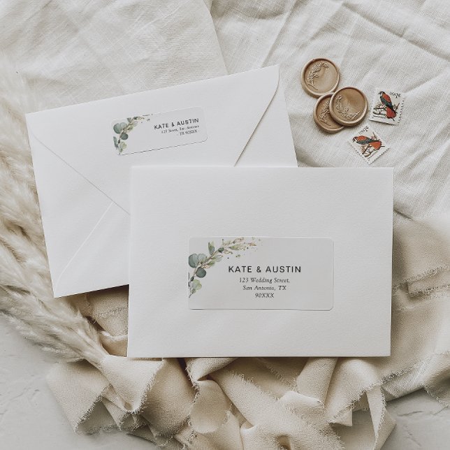 Étiquette adresse d'eucalyptus aquarelle (Créateur téléchargé)