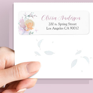 Étiquette Adresse du Baby shower papillon et fleurs de la fi
