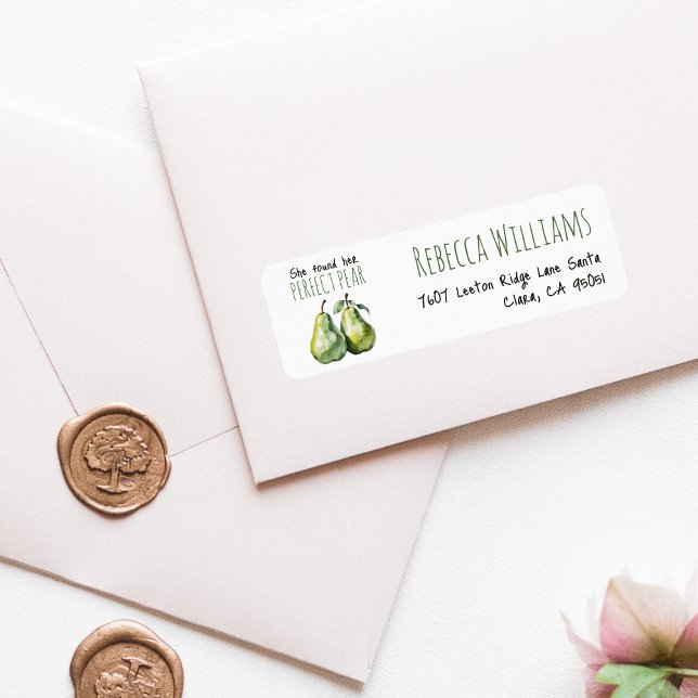 Étiquette Adresse du Brunch Mariage Elégant avec Poire Parfa (Créateur téléchargé)