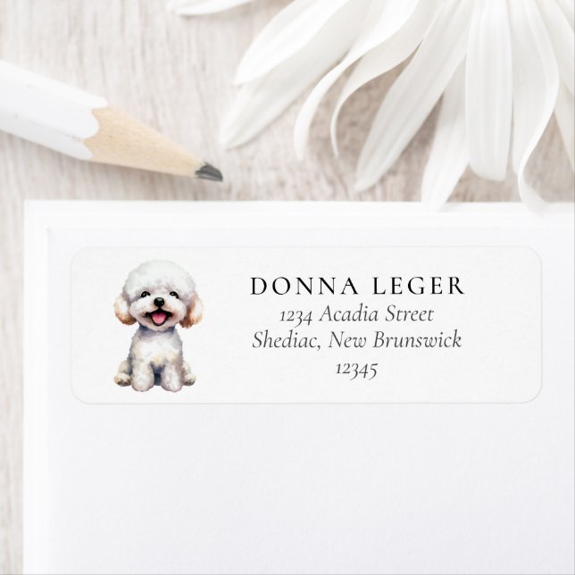 Étiquette Adresse du chien de Bichon Frise (En situation)