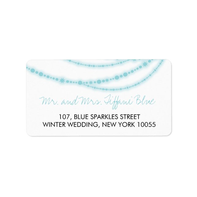 Étiquette Adresse du Mariage de fils lumineux Aqua Sparkles (Devant)