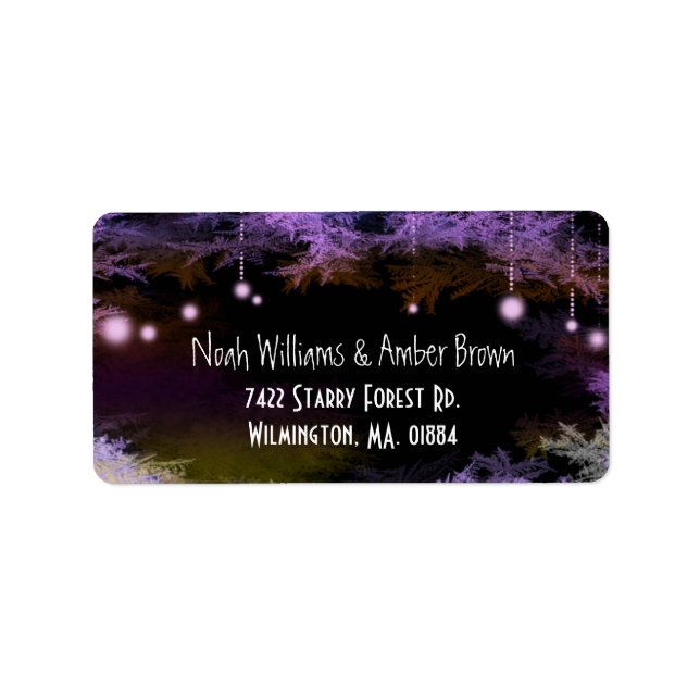 Étiquette Adresse du Mariage de la forêt violette magique (Devant)