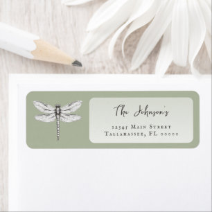 Étiquette Adresse du Mariage de libellules Sage Green