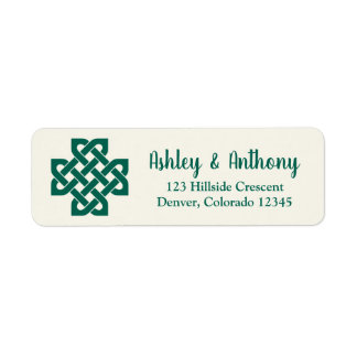 Étiquette Adresse du Mariage de noeud celtique Emerald Green