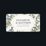 Étiquette Adresse du Mariage de remplissage d'aquarelle rust<br><div class="desc">Composé de typographie serif. Le tout sur fond d'arrière - plan blanc avec aquarelle feuillage et cadre géométrique. Il est conçu par White Paper Birch Co.,  exclusif pour Zazzle. Disponible ici : http://www.zazzle.com/store/whitepaperbirch</div>