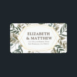 Étiquette Adresse du Mariage de remplissage d'aquarelle rust<br><div class="desc">Composé de typographie serif. Le tout sur fond d'arrière - plan blanc avec aquarelle feuillage et cadre géométrique. Il est conçu par White Paper Birch Co.,  exclusif pour Zazzle. Disponible ici : http://www.zazzle.com/store/whitepaperbirch</div>