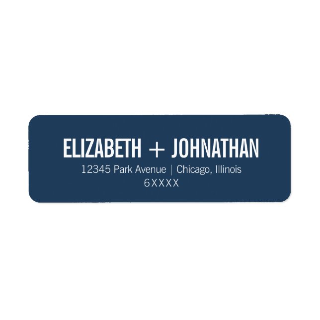 Étiquette Adresse du Mariage de typographie de marine simple (Devant)