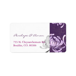 Étiquette Adresse du Mariage floral violet Monotone