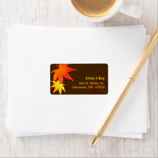 Étiquette Adresse du Mariage Gold & Red Maple