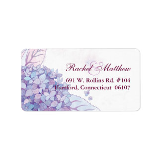 Étiquette Adresse du Mariage Lavender Hydrangeas