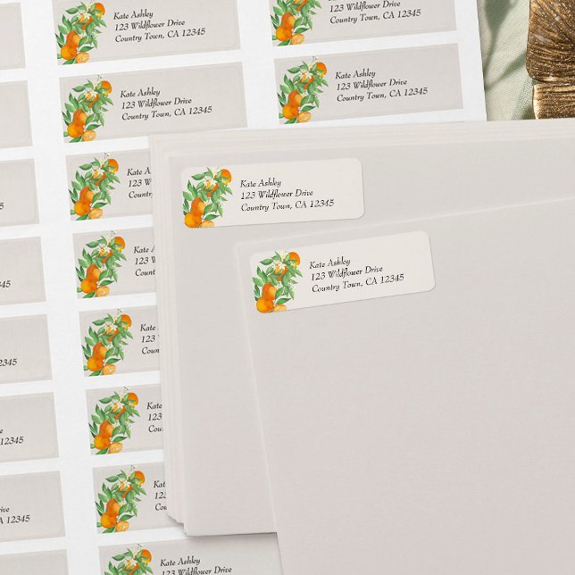 Étiquette Adresse du Mariage Orange Blossom (Return Address Labels from the Orange Blossom Wedding Collection by Darling & May)