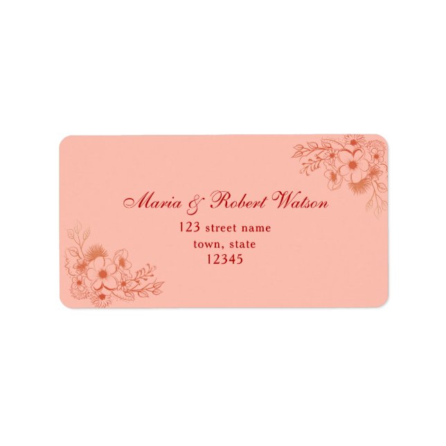 Étiquette Adresse du Mariage Peach (Devant)