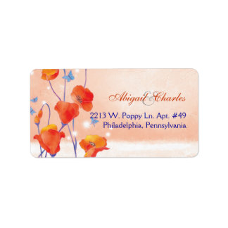 Étiquette Adresse du Mariage Red Poppy