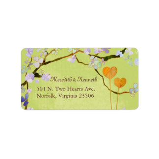 Étiquette Adresse du Mariage vert de deux coeurs Spring