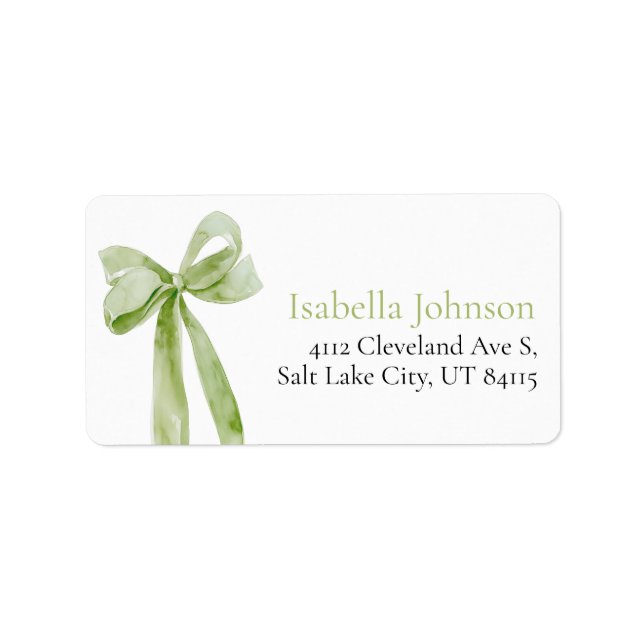 Étiquette Adresse du Nœud Papillon Vert Sauge Elle Se Marie (Devant)