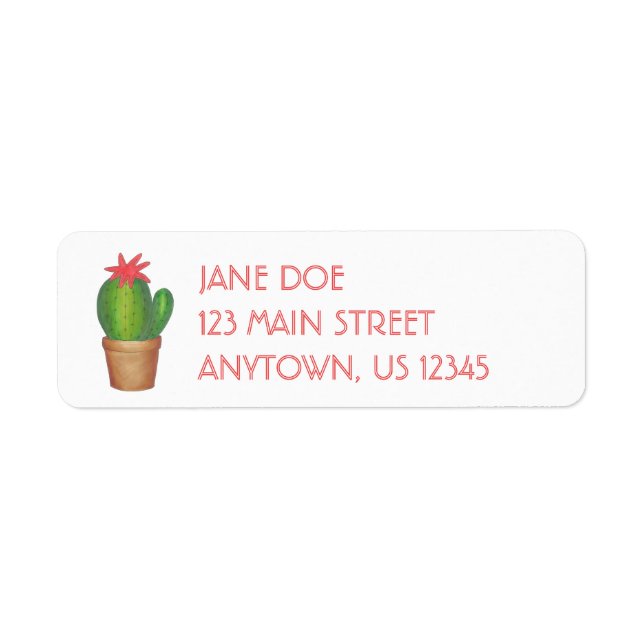 Étiquette Adresse du Plante pointé de la fleur de cactus ver (Devant)